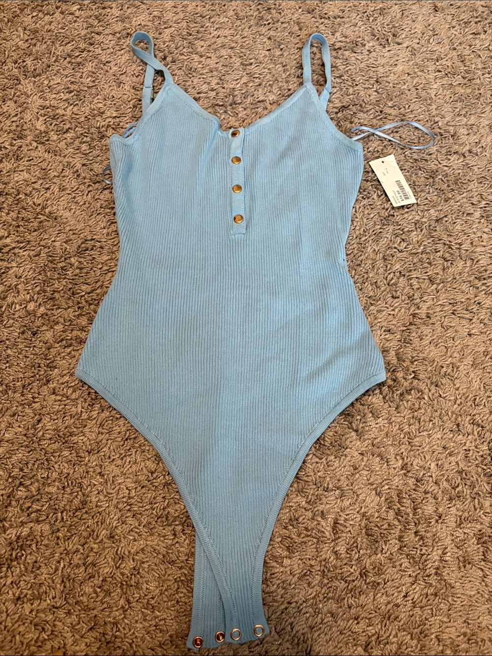 Love Tree Light Blue Ribbed Snap-Front Bodysuit